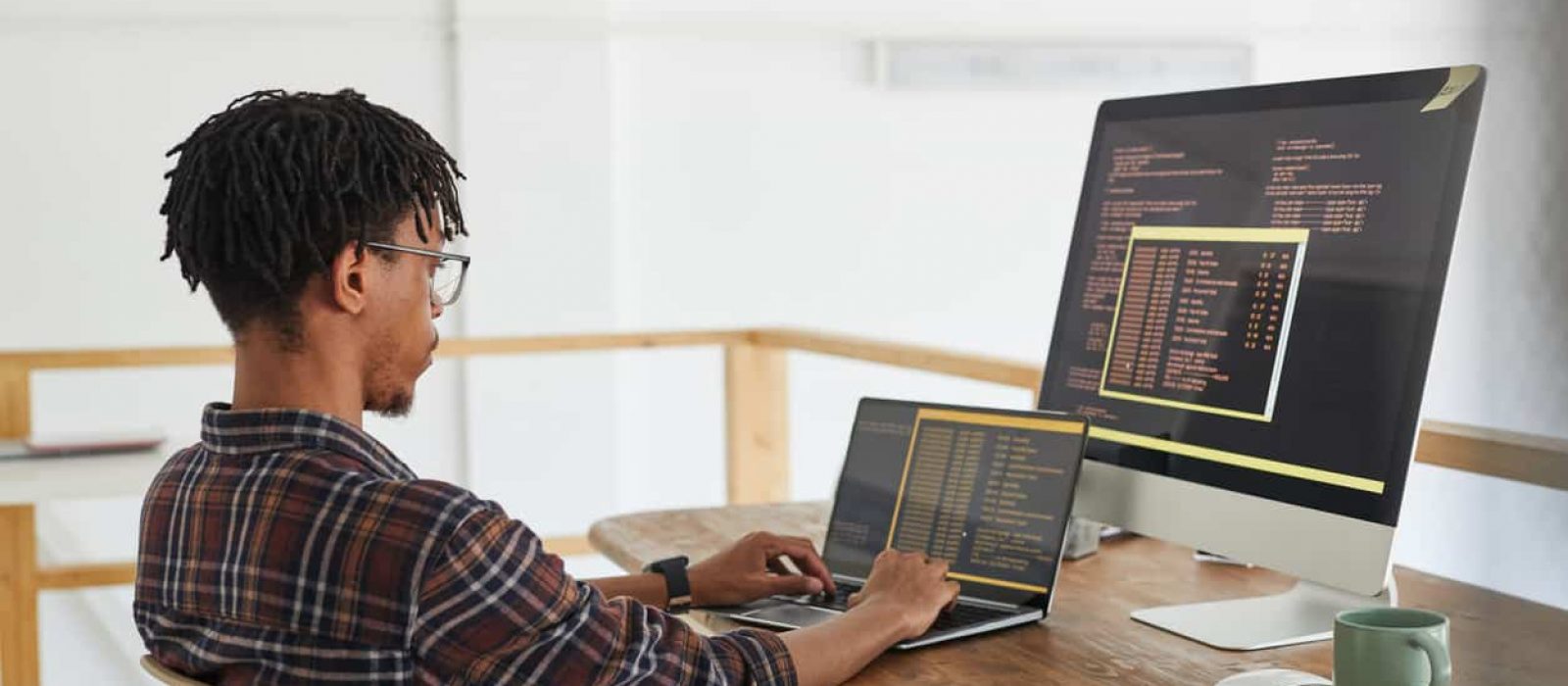 man working on the computer